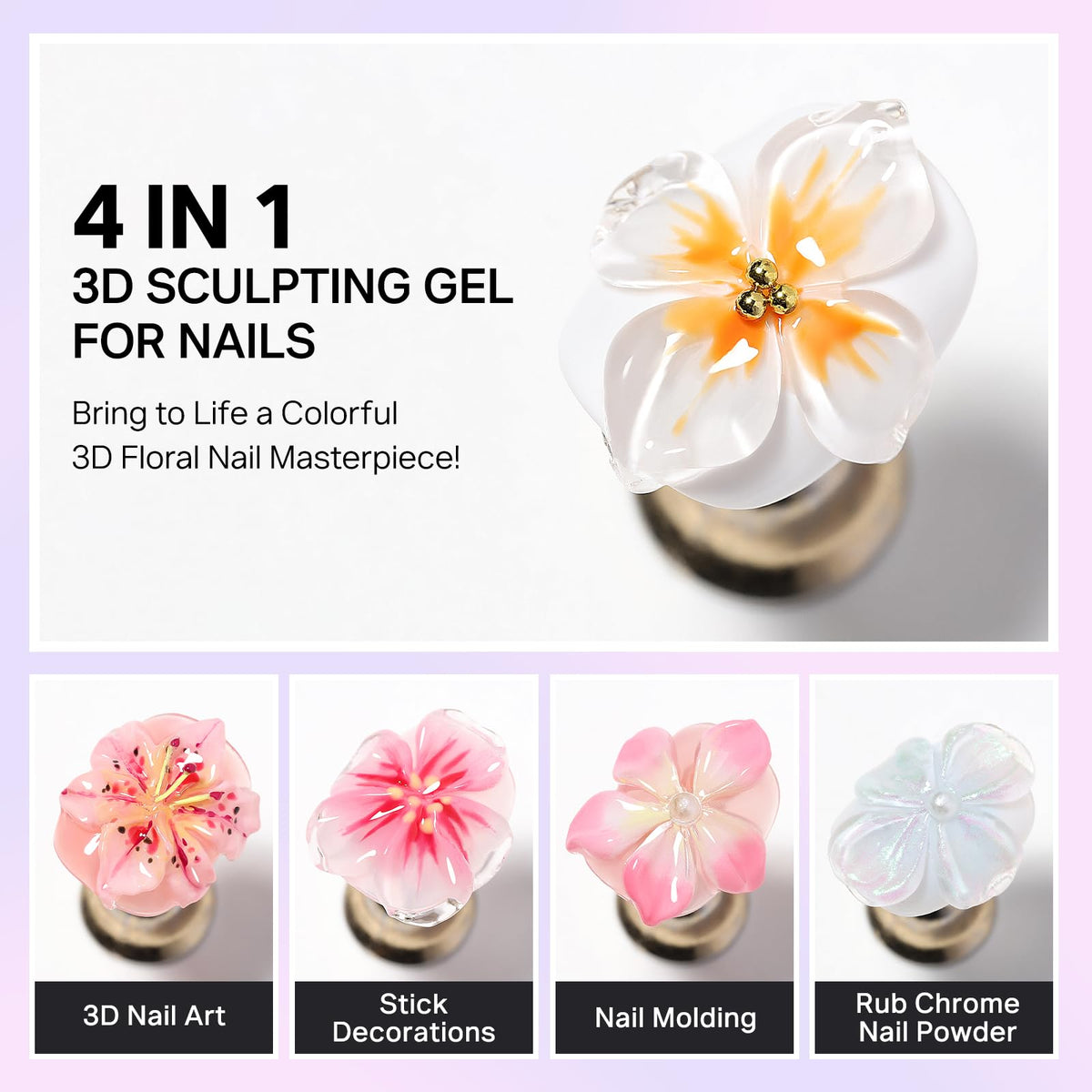 MIZHSE 3D Nail Scupting Gel for Nail Art, 6PCS Neon Colors Non-sticky