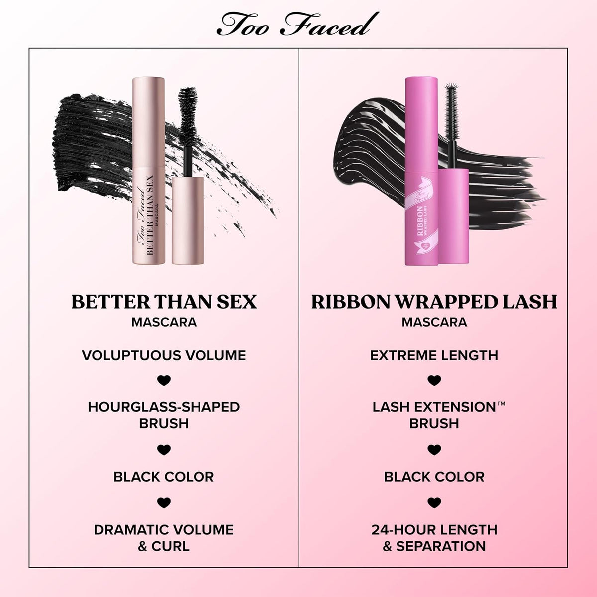 Too Faced Storybook Lashes Travel Size Mascara Set | Better Than Sex + Ribbon Wrapped Lash Tubing Mini Mascara Gift Set