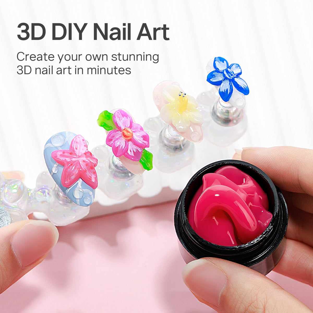 MIZHSE 3D Nail Scupting Gel for Nail Art, 6PCS Neon Colors Non-sticky