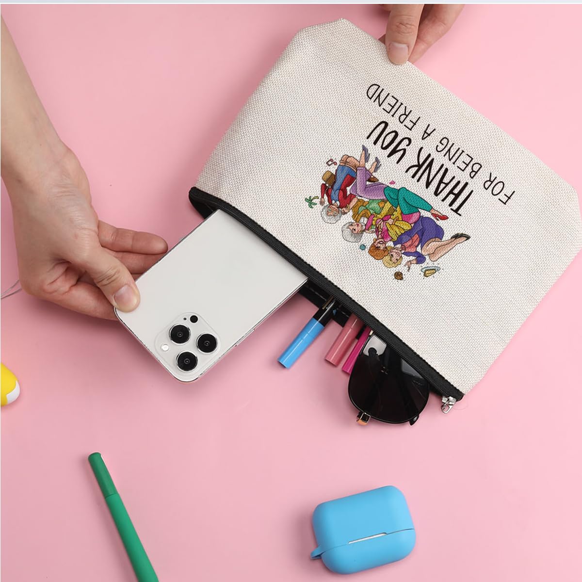 ZHAMEN Vintage Makeup Bag Weird Girls Cosmetic Bag for Women