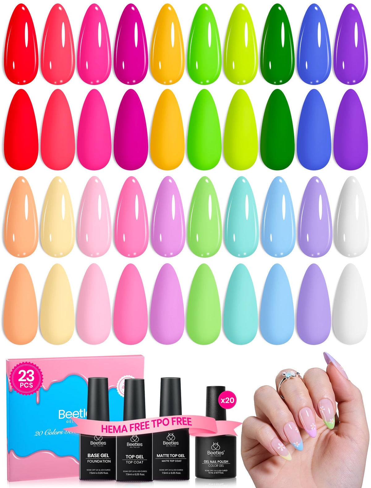 Beetles Cat Eye Gel Nail Polish Set, 36 Colors Magnetic Fall Gel Polish Kit