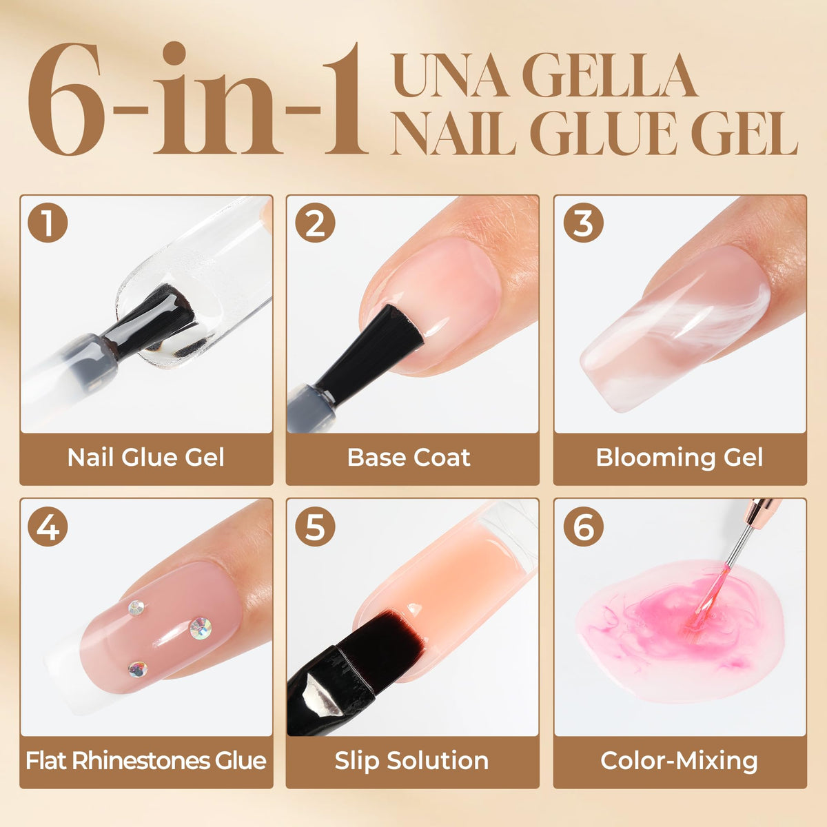 UNA GELLA Square Nail Tips XXL Long Half Cover Gel Tips 120PCS