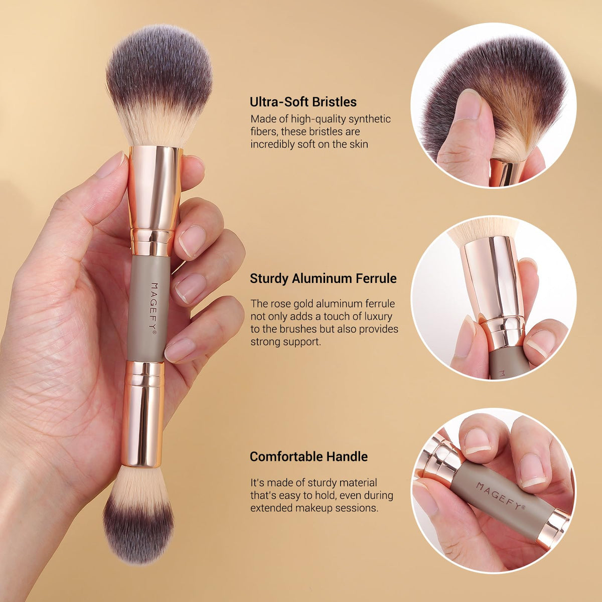 MAGEFY Makeup Brushes 12Pcs with Bag, Double-End Multi-functional for Foundation Powder Blush Eyeliner Eyeshadows brushes with Gift Box,Blackgold