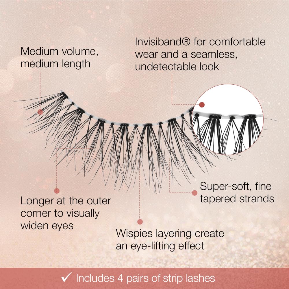 Ardell Naked Lashes 421 Subtle Volume Natural Look False Eyelashes, 4 Pairs