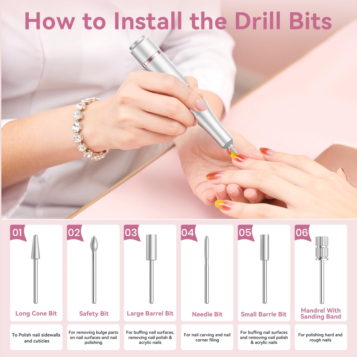 Hoxida Professional Nail Drill 45000RPM,Electric Nail File with LCD Display