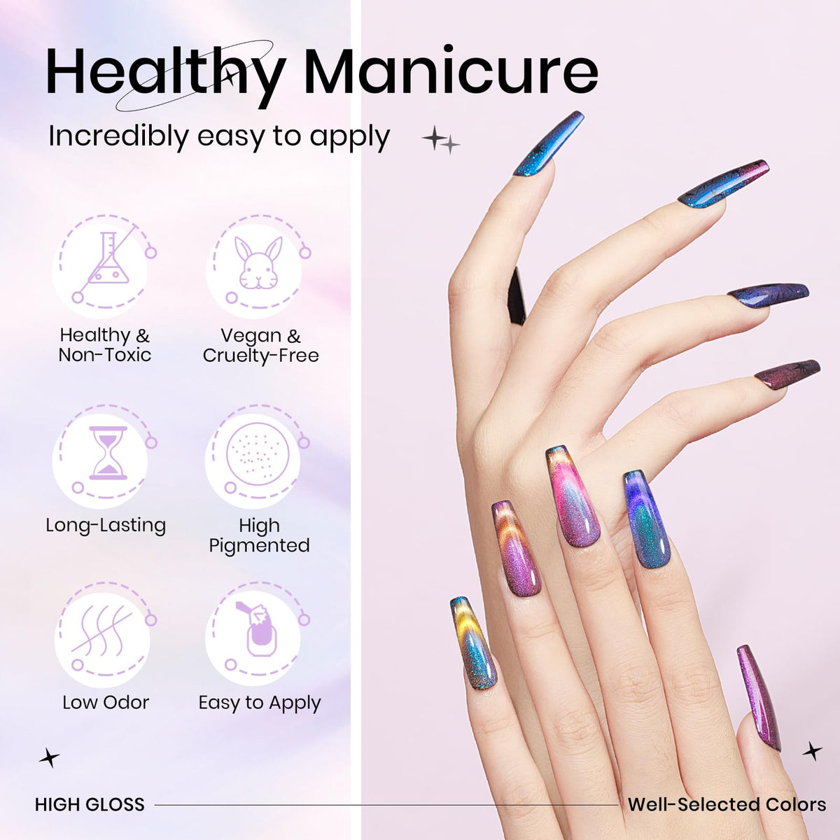SUPWEE Magnetic Cat Eye Gel Nail Polish Set 12 Colors Cateye Gel Polish