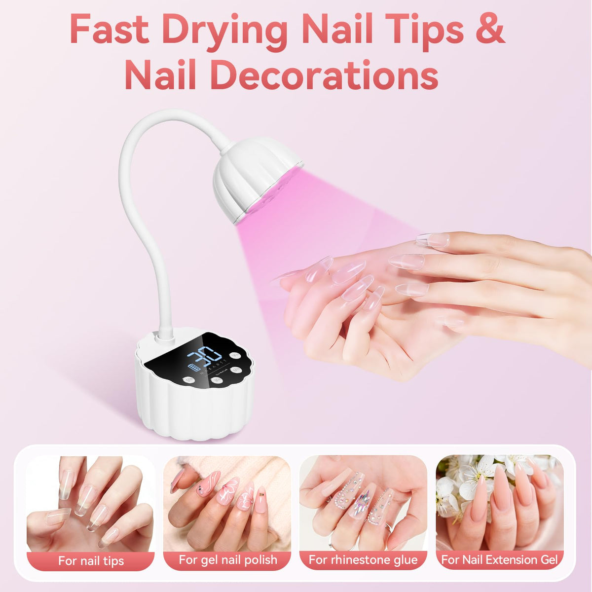 Makartt Cordless Gooseneck UV Nail Lamp for Gel-X Nails, Home DIY Use