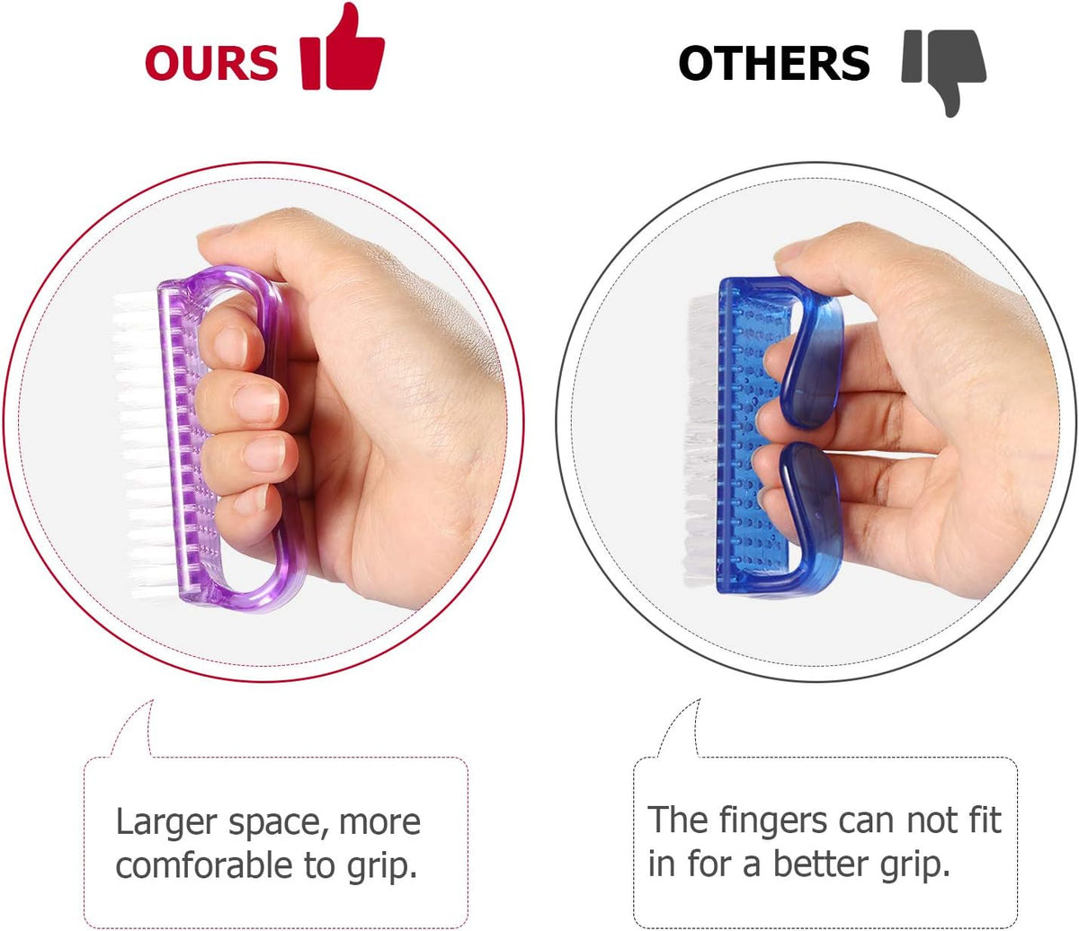 Larbois Handle Grip Nail Brush, Nail Brushes Hand Fingernail Brush Cleaner Scrubbing Kit Pedicure for Toes and Nails Men Women (4 Pack)