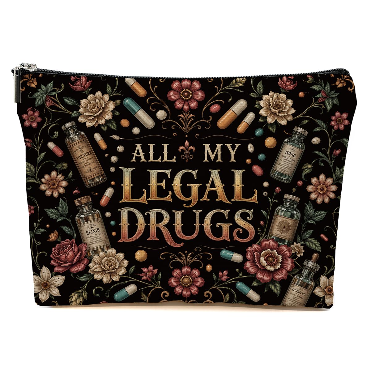 Funny Poisons Makeup Bag, Witchy Gifts Cosmetic Bag Travel Toiletry Bags