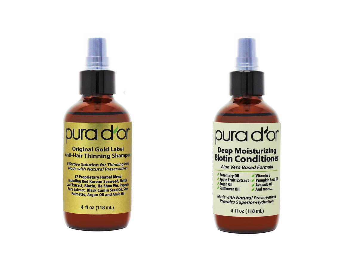 PURA D'OR Gold Label Anti-Thinning Biotin Shampoo & Conditioner, 16oz x2