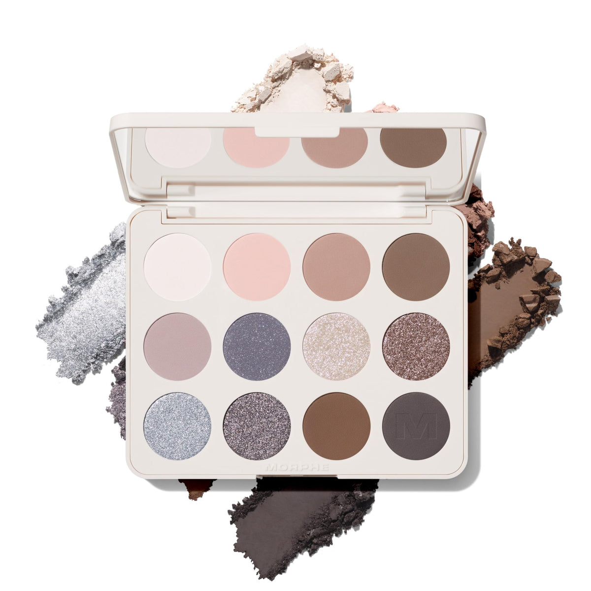 Morphe ChromaPlus 12-Pan Eyeshadow Palette - High Pigment Eye Makeup with Shimmer, Matte & Metallic Eye Shadow - Neutral Eyeshadow Makeup Collection for All-Day Wear - Flickering Sands (0.52 oz)