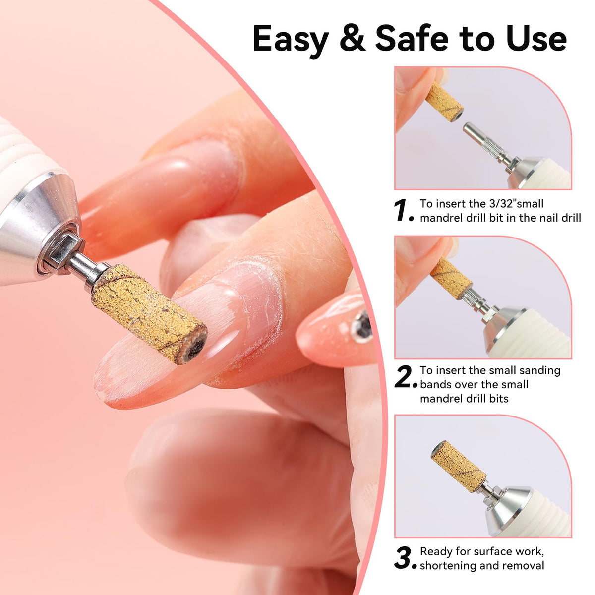 Makartt Nail Drill Sanding Bands - 100Pcs 80/120/180/240 4 Color Grit File