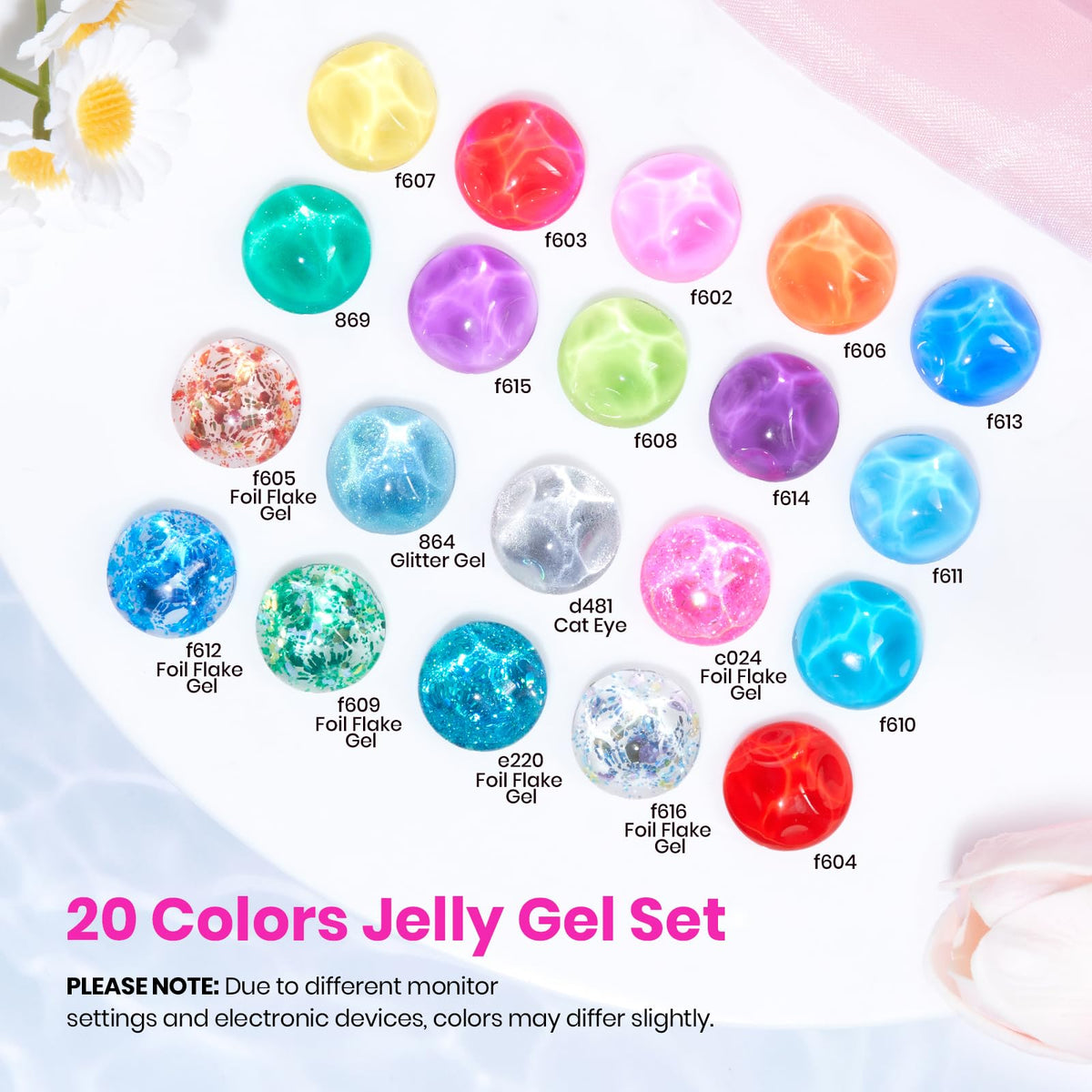 Beetles Gel Nail Polish Set, 63 PCS 55 Colors Gel Polish Kit with Base Coat