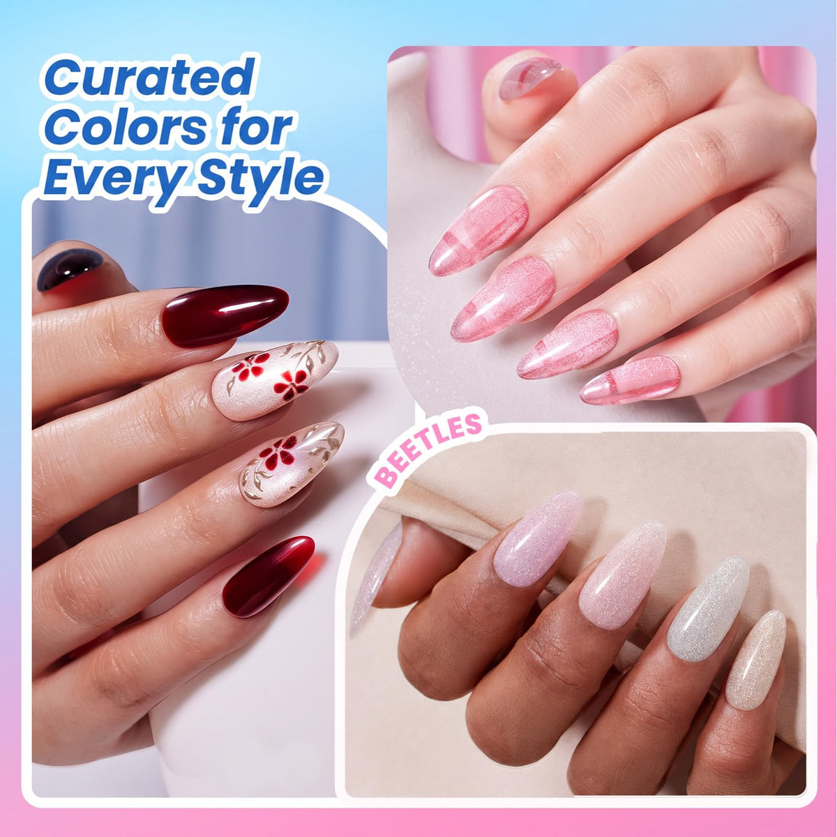 Beetles Cat Eye Gel Nail Polish Set, 36 Colors Magnetic Fall Gel Polish Kit