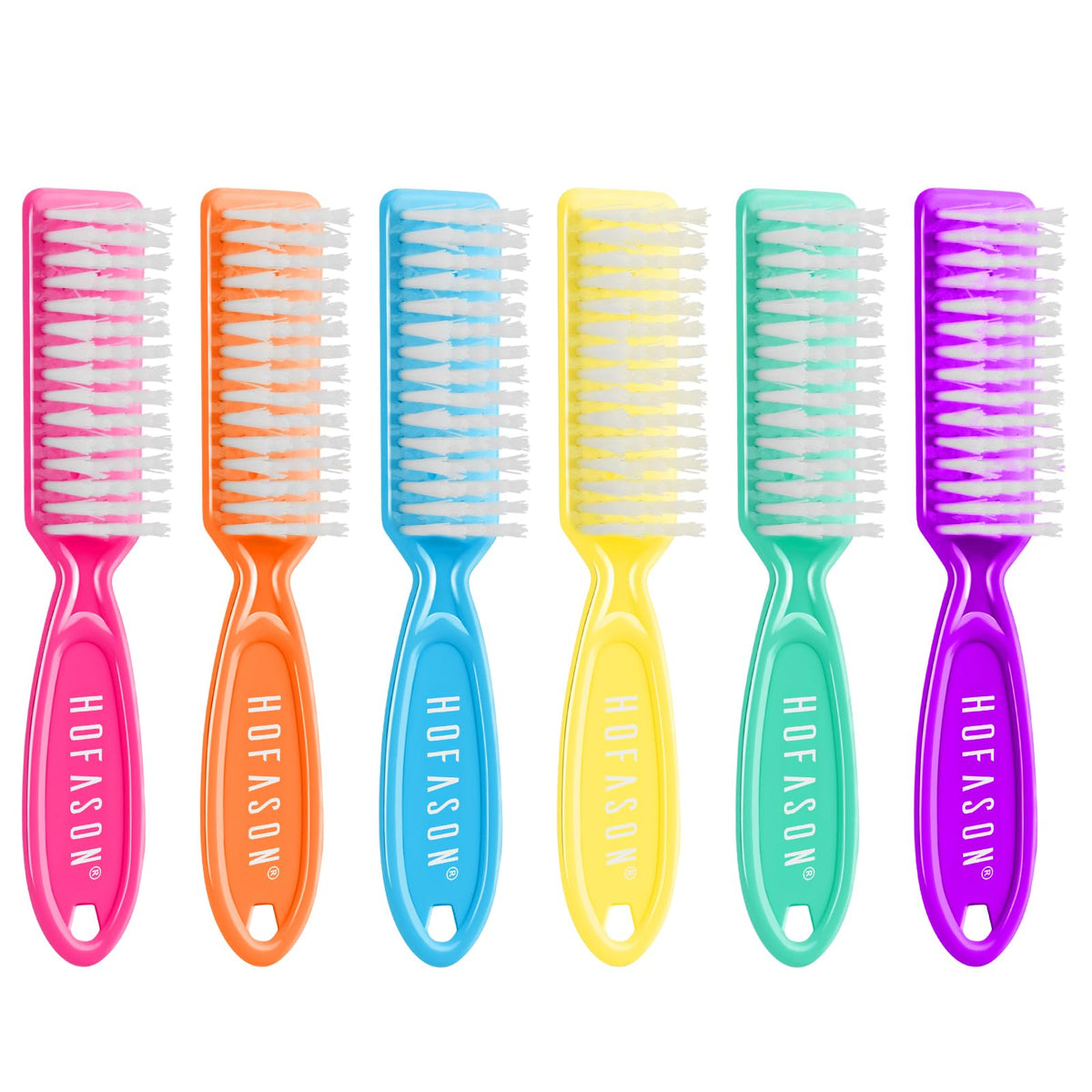 HOFASON 6 Pack Nail Brush for Cleaning Fingernails, Nail Brush Handle Grip Brush for Nail and Toenail Foot, Nail Dust Brush Manicure Pedicure Tools Scrubbing Brush Women Men Home Salon (Macaron)