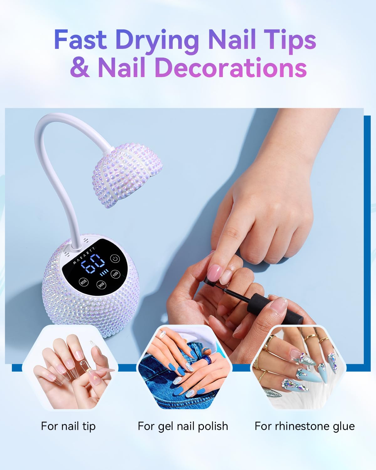 Makartt Flash Cure UV LED Nail Lamp for Gel-X Tips, Adjustable Gooseneck