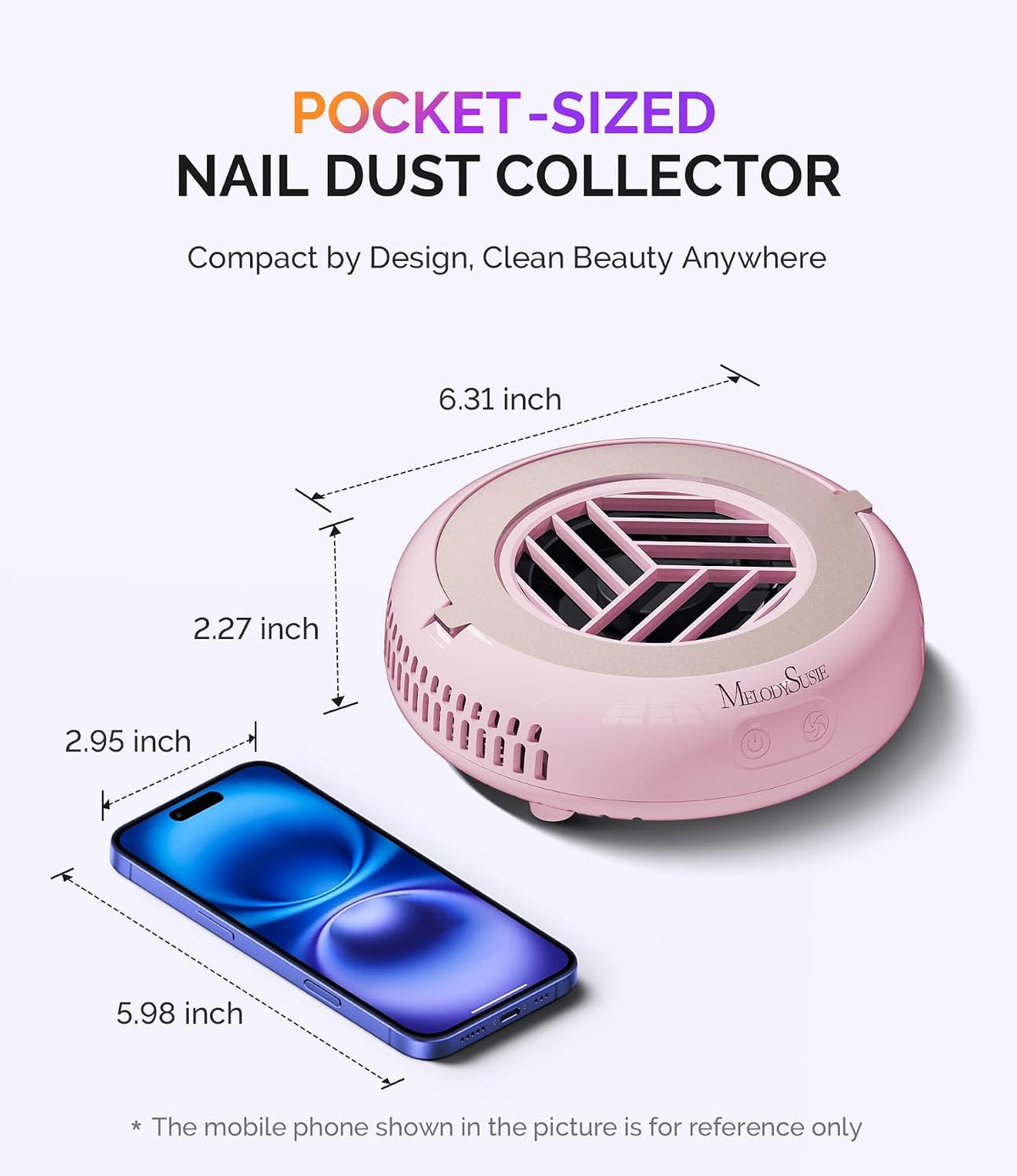 MelodySusie Pocket-Sized Nail Dust Collector HProA for Gel Polish Removal