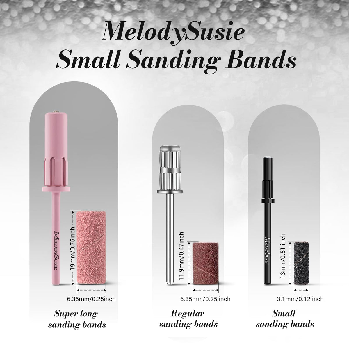 MelodySusie 120 Pcs Nail Drill Bits Small Sanding Bands for 3.1mm Mandrel Bit, 180 Fine Grit Nail File for Acrylic Nails Gel Manicures and Pedicure, Pink (Only Sanding Bands)