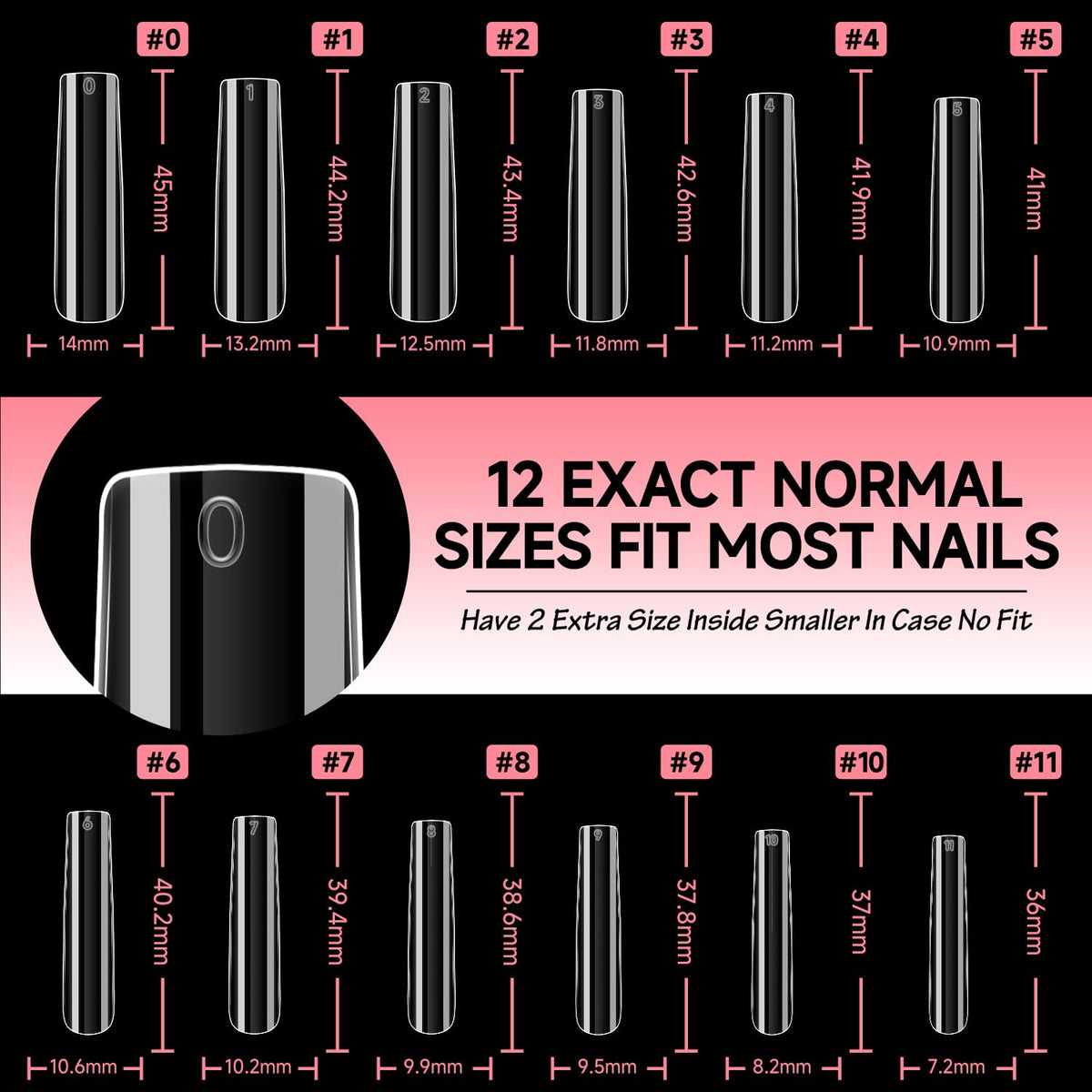UNA GELLA Square Nail Tips XXL Long Half Cover Gel Tips 120PCS