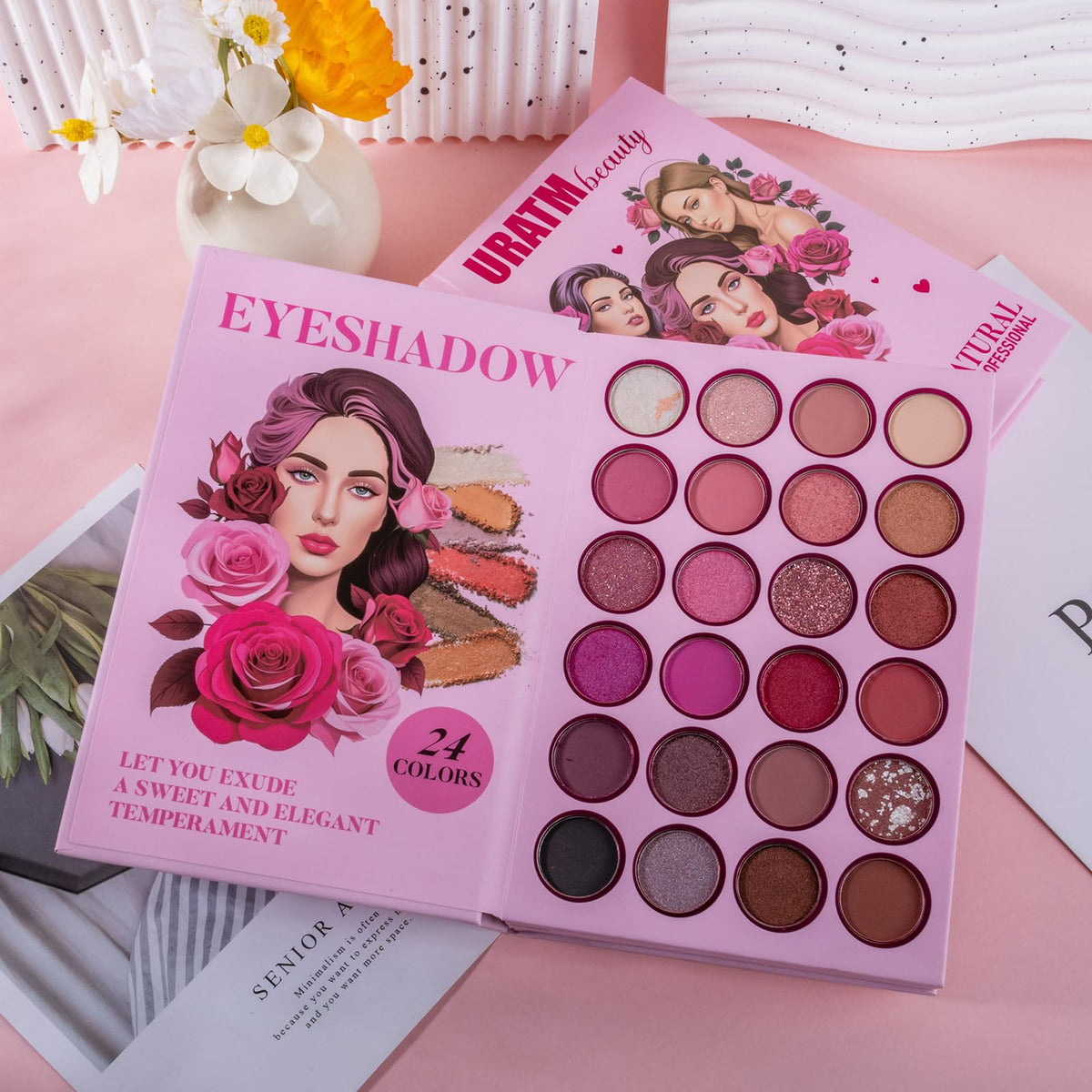 RoseFlower Make Up Set, Eyeshadow Blush Highlighter Contour Kit