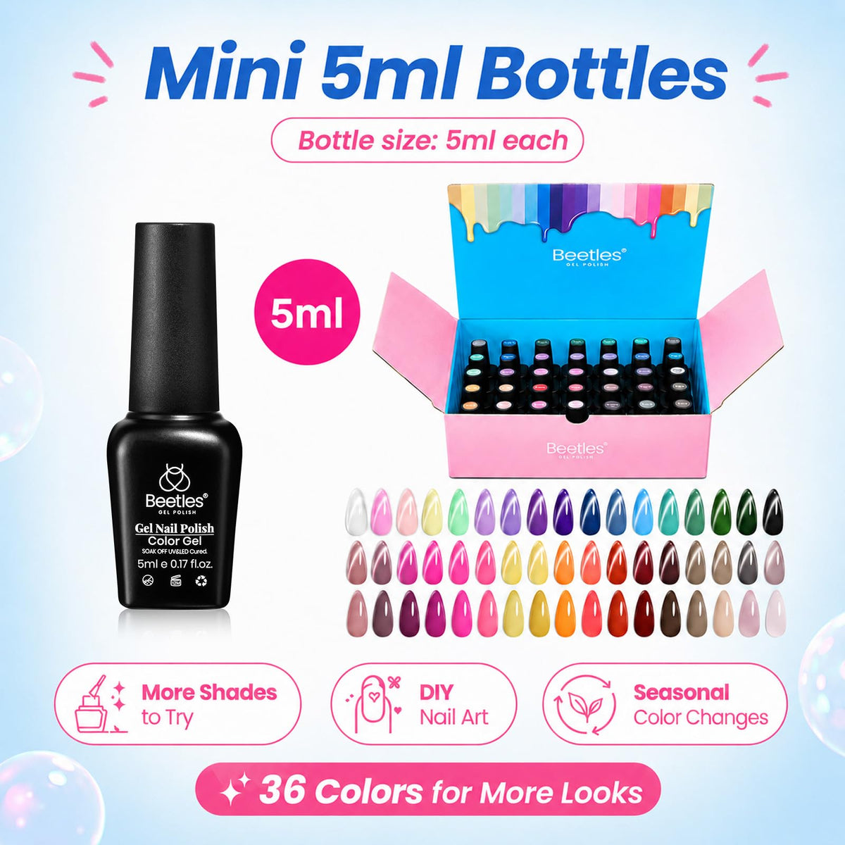 Beetles Cat Eye Gel Nail Polish Set, 36 Colors Magnetic Fall Gel Polish Kit