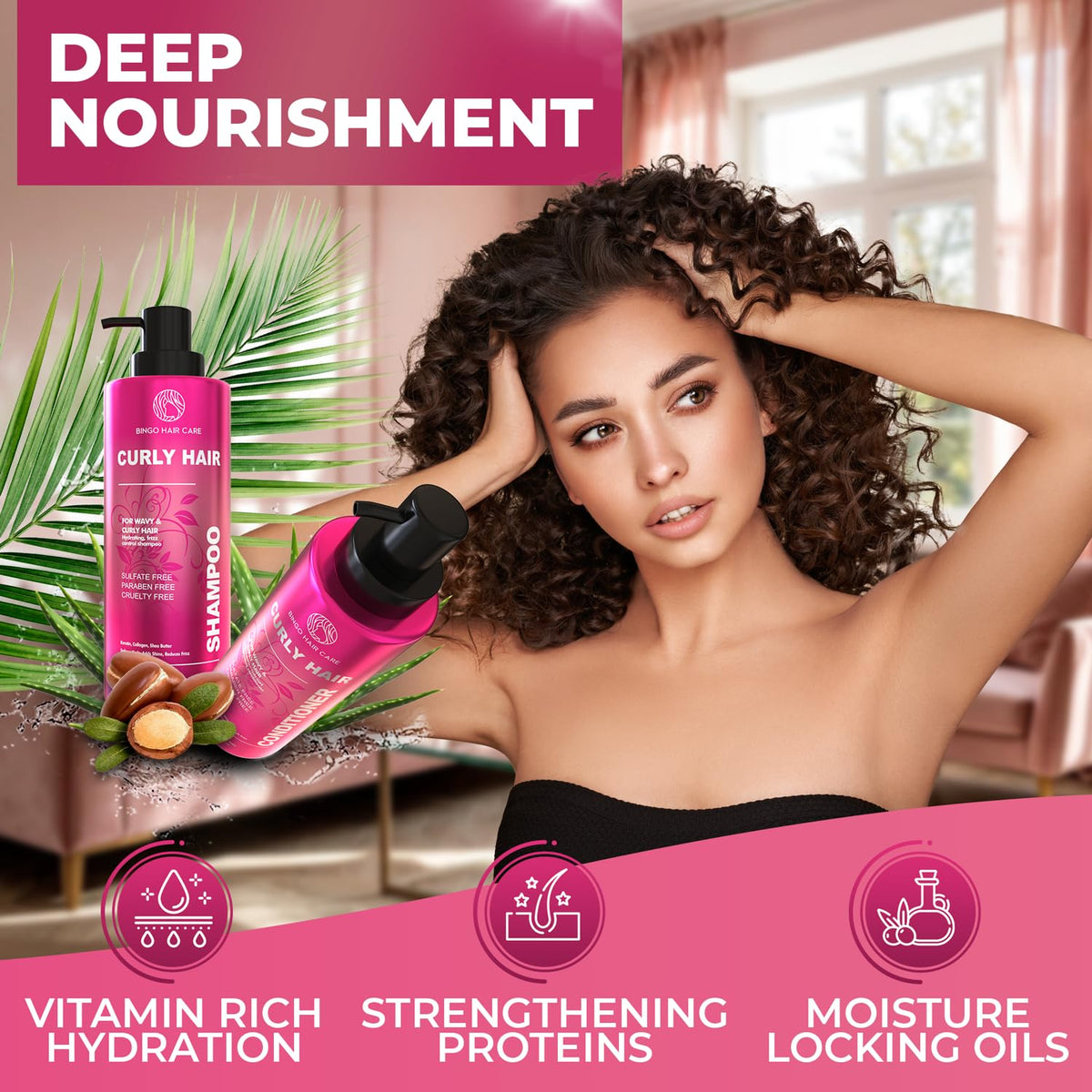 Curly Shampoo and Conditioner Set - Sulfate Free Moisturizing Formula - Deep Treatment for Curly and Permed Hair Women and Men - 14 Fl Oz (Set of 2)