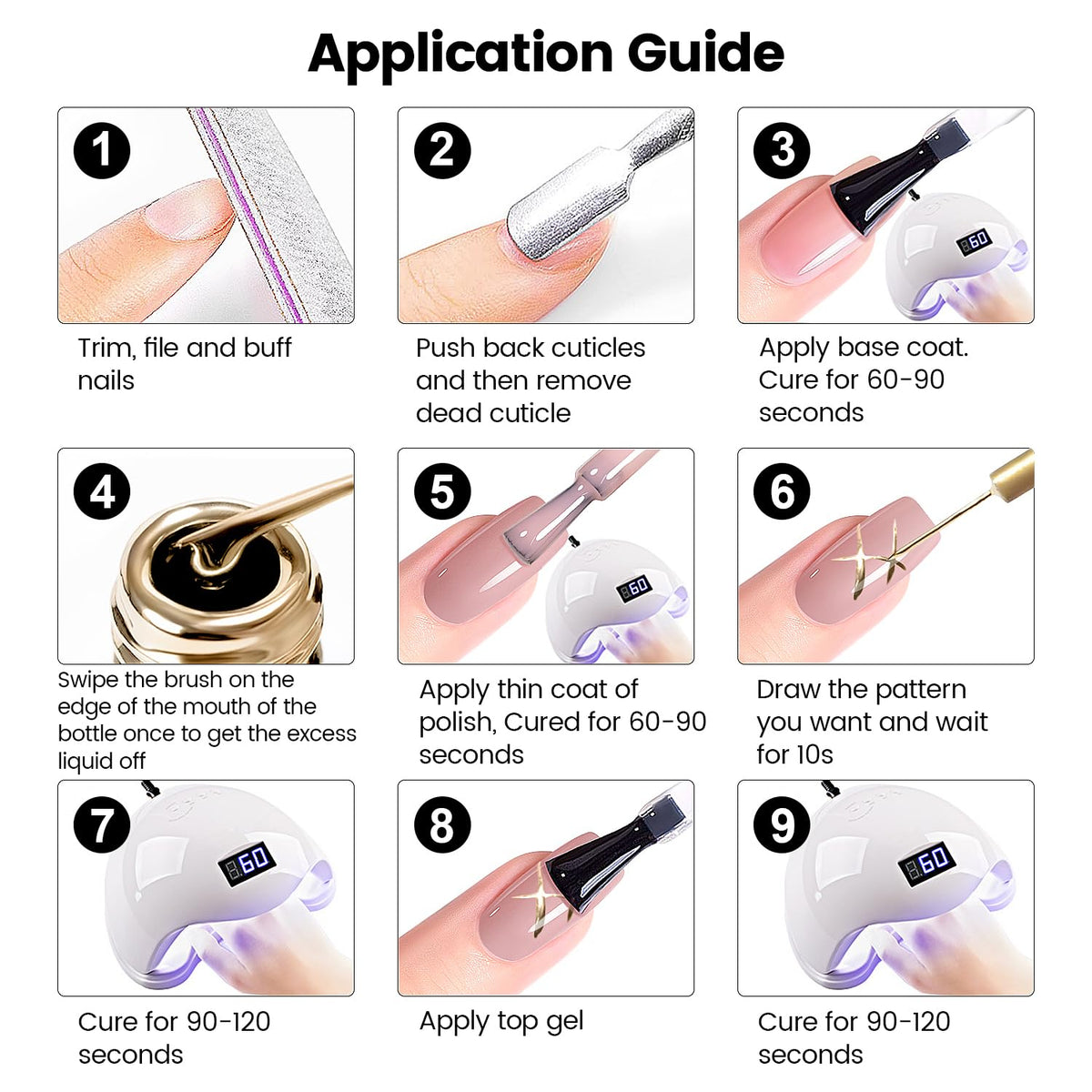 RARJSM Metallic Gel Liner Nail Art Silver Bronze Gold 2pcs Set Mirror Chrome 3D Effect Gel Nail Polish 8ml Build in Thin Brush Metal Painted Drawing Stripper Gelpolish Curing Requires for Home Salon