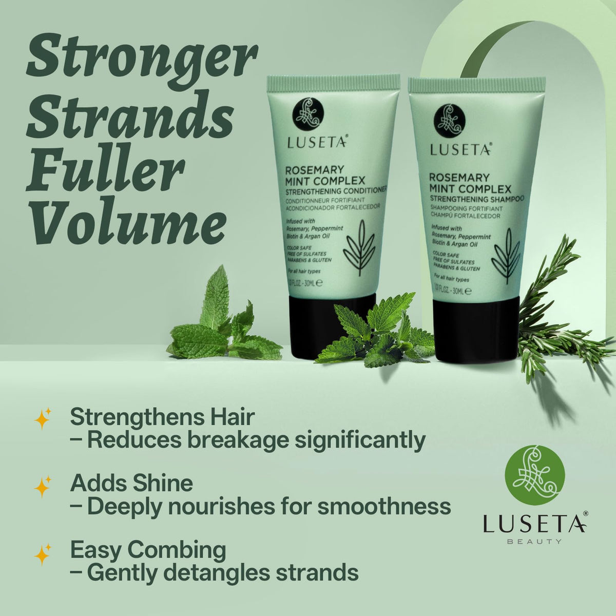 Luseta Rosemary Mint Shampoo and Conditioner Set for Hair Strengthening