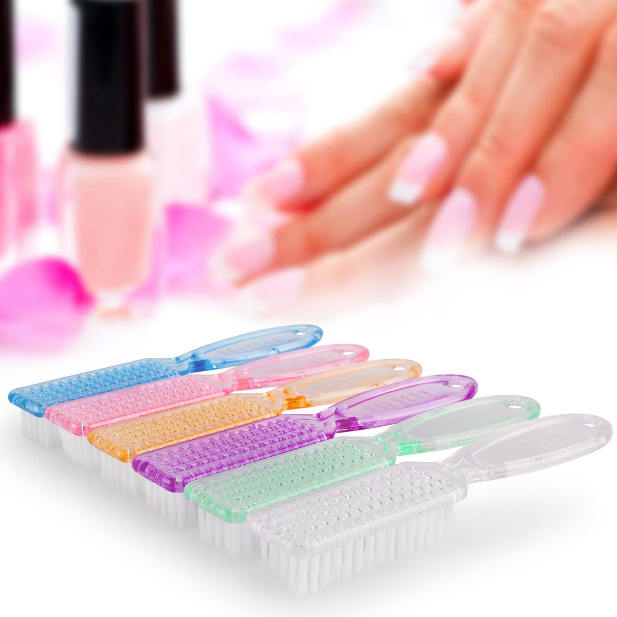 HOFASON 6 Pack Nail Brush for Cleaning Fingernails, Nail Brush Handle Grip Brush for Nail and Toenail Foot, Nail Dust Brush Manicure Pedicure Tools Scrubbing Brush Women Men Home Salon (Macaron)