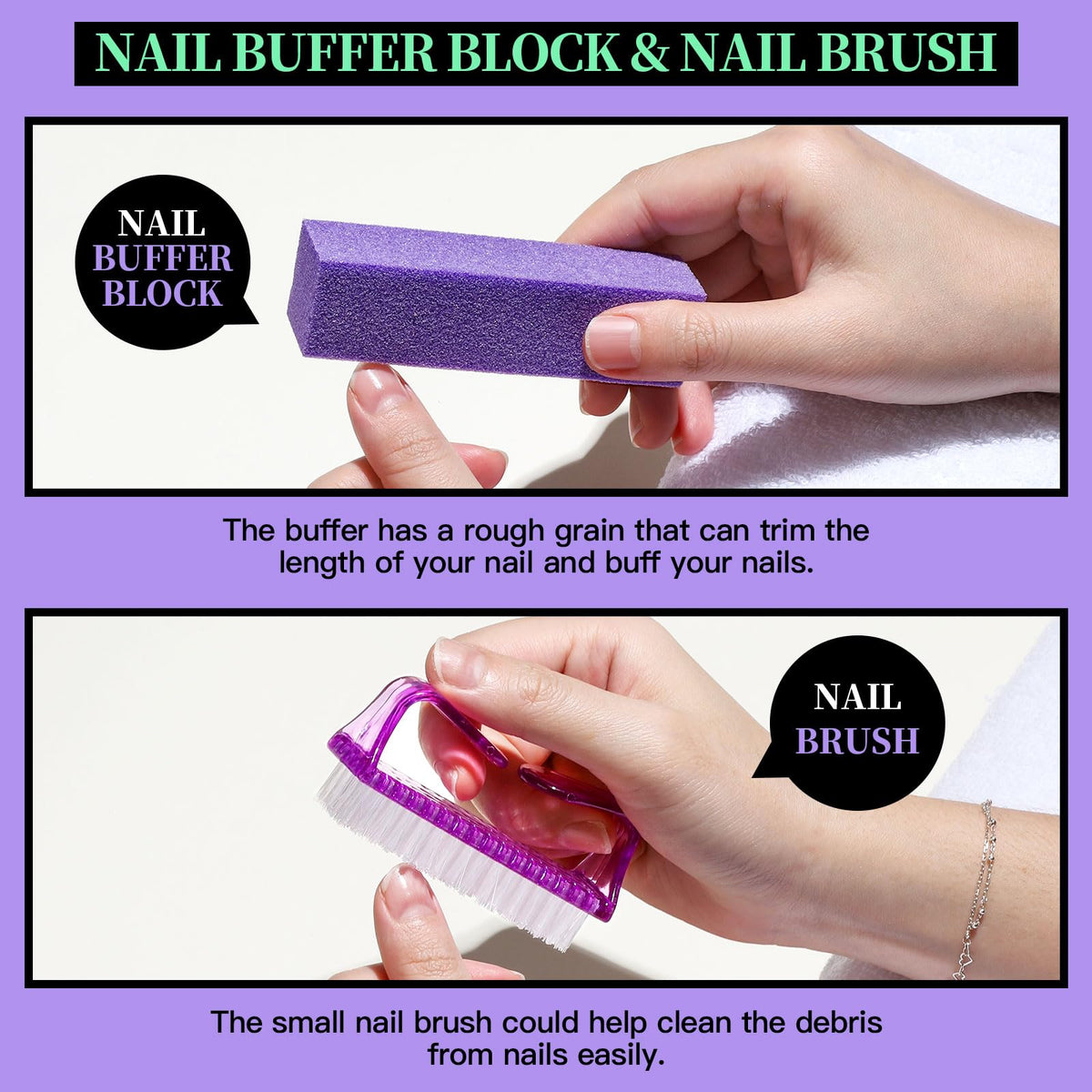 FANDAMEI Nail Care Kit, Nail Files 100/180, Nail Buffer Block, Cuticle Nippers, Cuticle Trimmer, Cuticle Pusher, Nail Tools, Nail Kit, Pedicure & Manicure Tools, Nail Prep Kit, Manicure Kit for Women