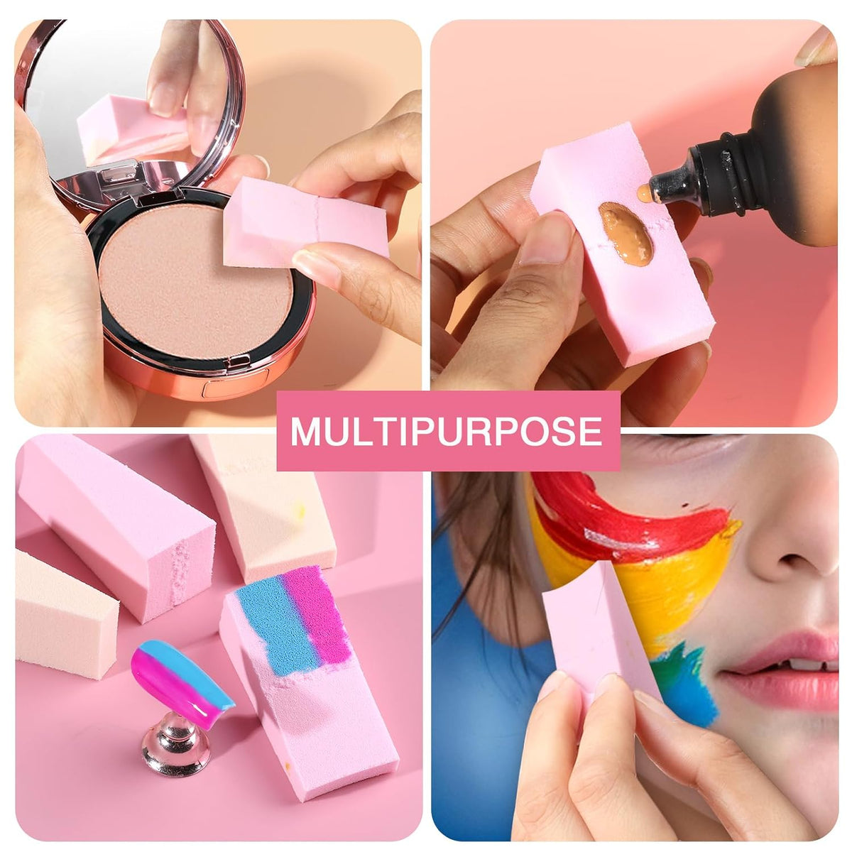 Teenitor 48 Pieces Makeup Sponges For Foundation, Latex Free Small Wedge Shaped Sponge Applicator For Liquid Cream Foundation Festival Makeup