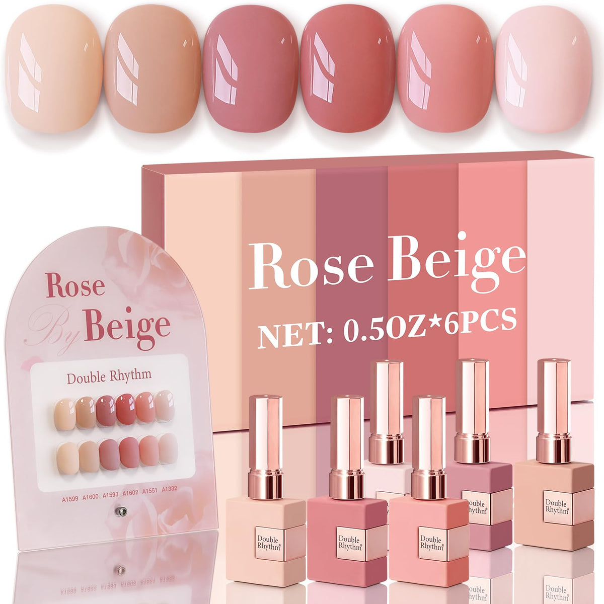 Double Rhythm 6 Pcs 15 ML Gel Polish Set Same Color Same Bottle Soak Off Gel Polish Kit Nail Art Manicure Salon DIY at Home for Women (Dark Light Brown Orange Maroon-T6-6)