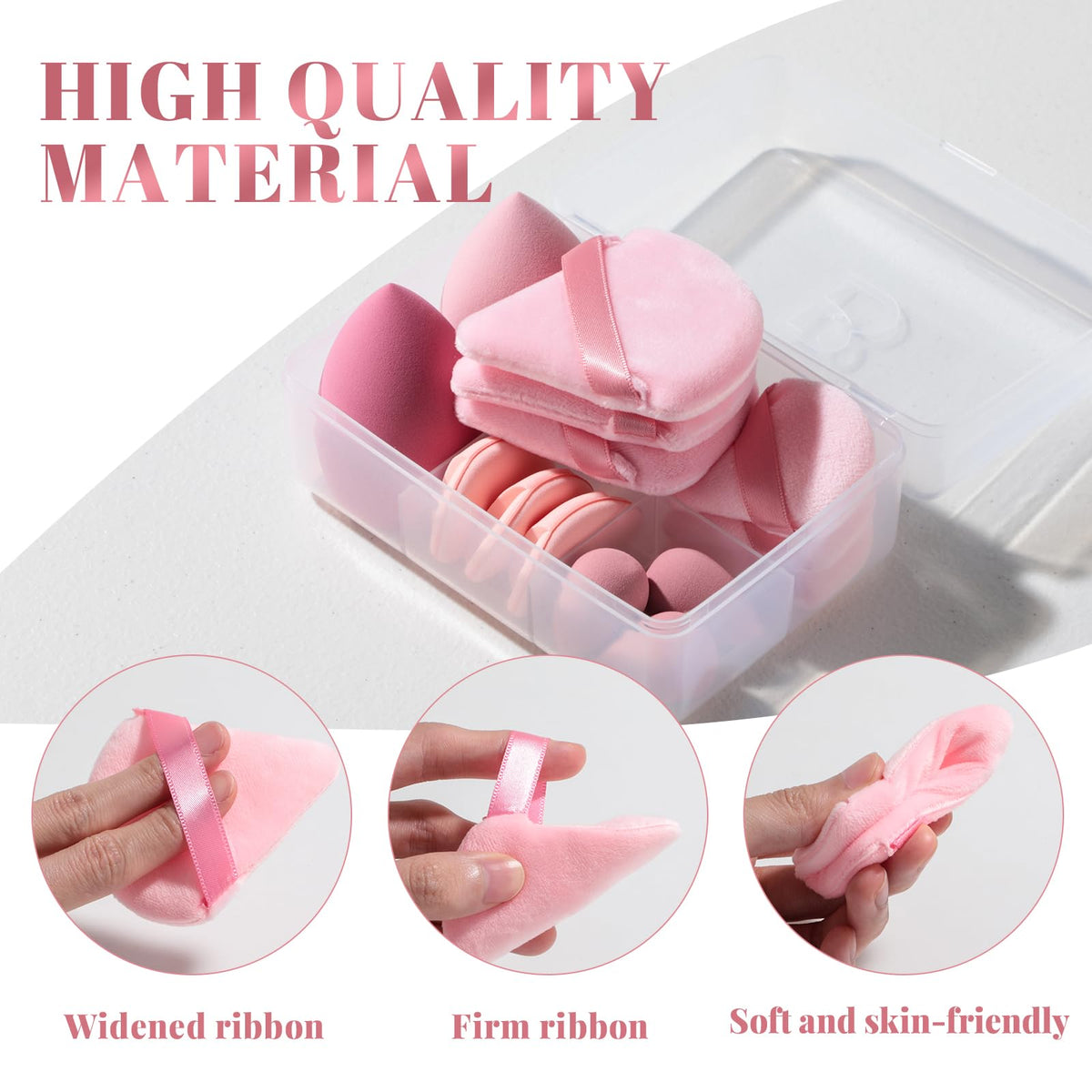 Makeup Sponge Set BS-MALL Triangle Puff 14PCS Non-Latex Beauty Blender Sponges with Travel Case, Soft Makeup Puff for Foundation, Concealer, Cream & Powder, Face & Eye Blending for Sensitive Skin