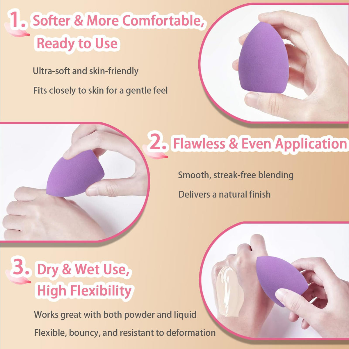 20PCS Makeup Sponge Set With Storage Jar, Wet & Dry Dual Use Beauty Blenders, Triangle Powder Puffs & Mini Finger Puffs,Soft Latex Free Sponges for Liquid, Cream, Powder And Concealer（Blue）
