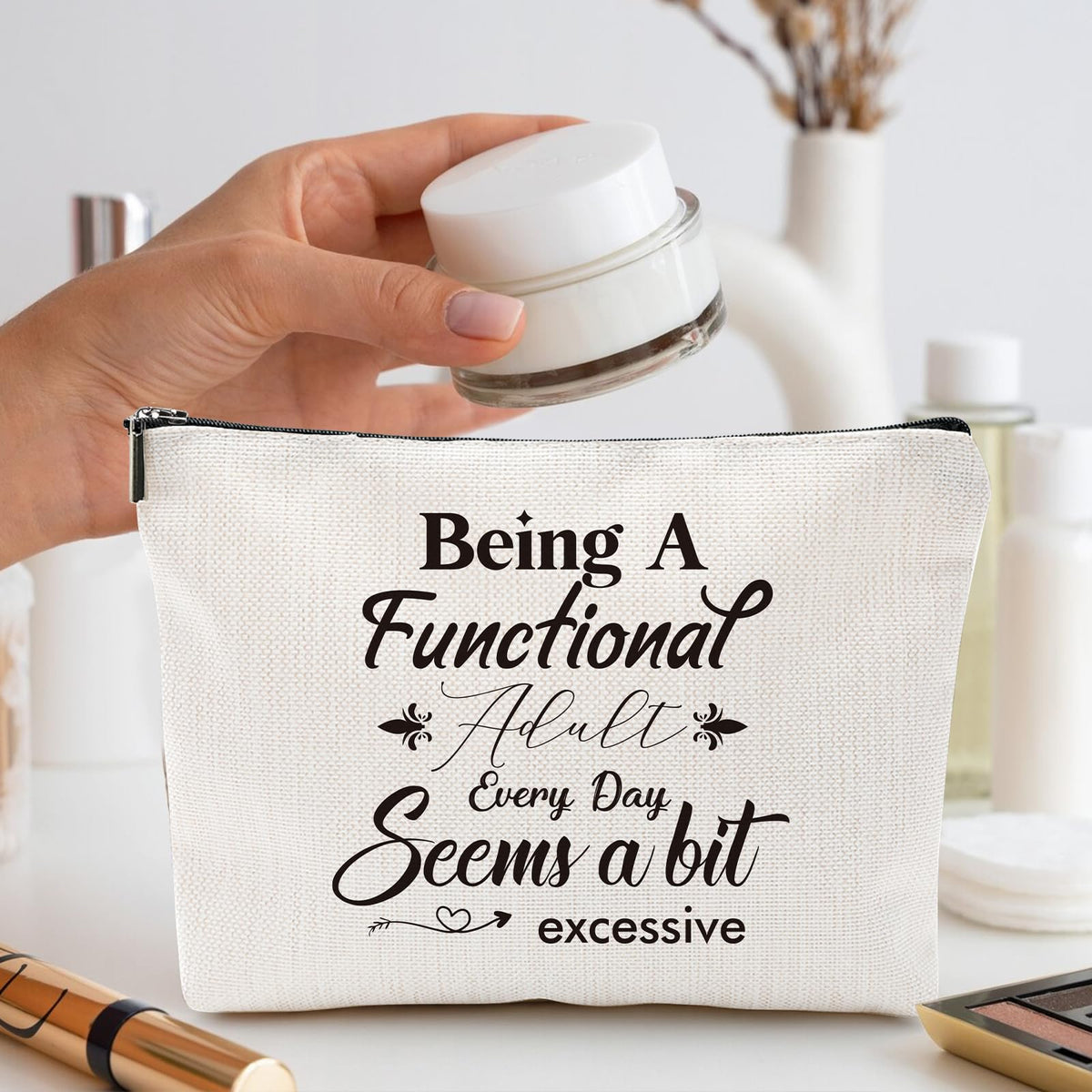 Sitsink Funny Sarcastic Gifts for Girls - Intersting Gifts for Girls Birthday. A Ray of Sarcastic Sunshine Every Single Day Makeup Bag, Cosmetic Bags Humor Sarcastic Gifts for Women Boss Coworker