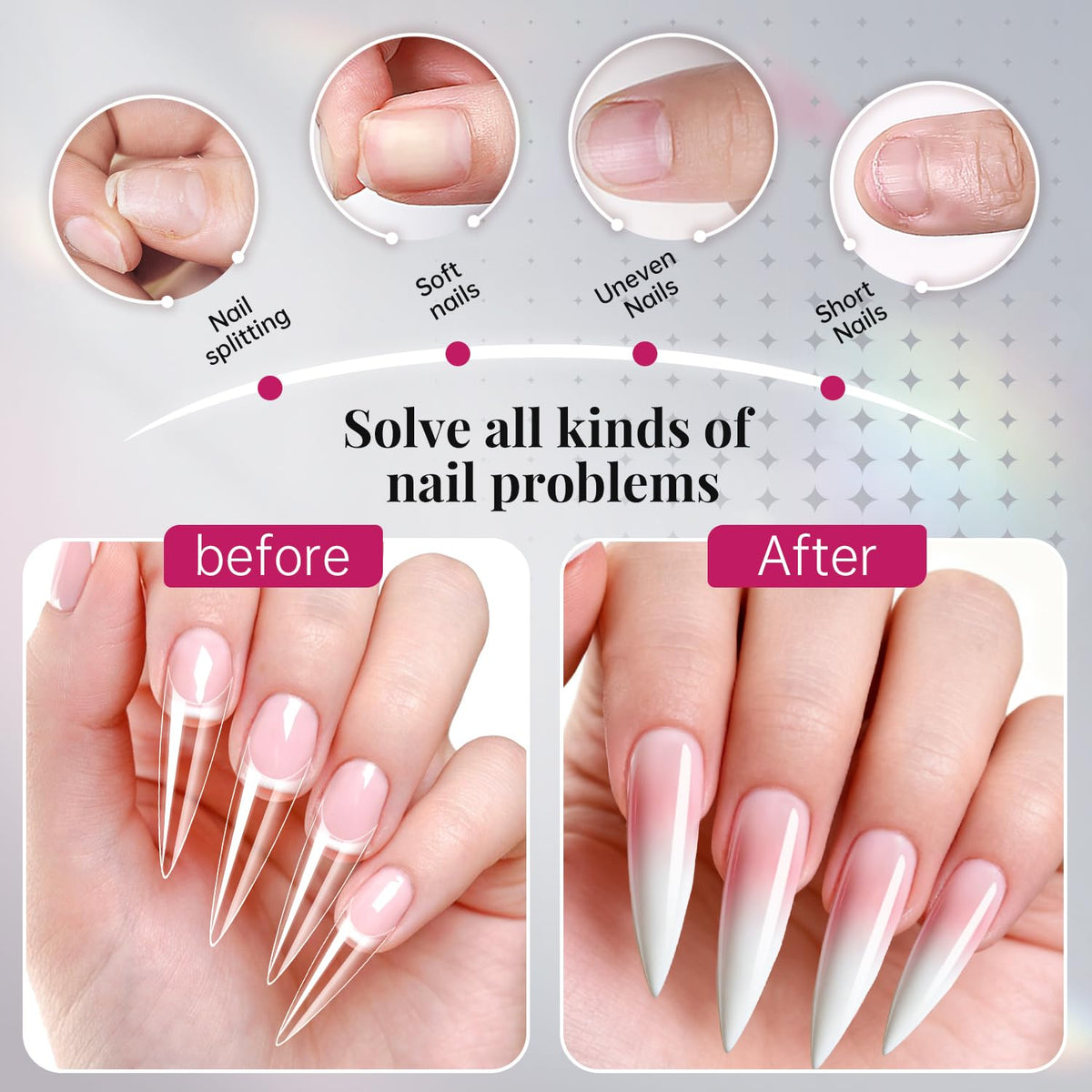 krofaue Extra Long Stiletto Nail Tips - False Clear Nais