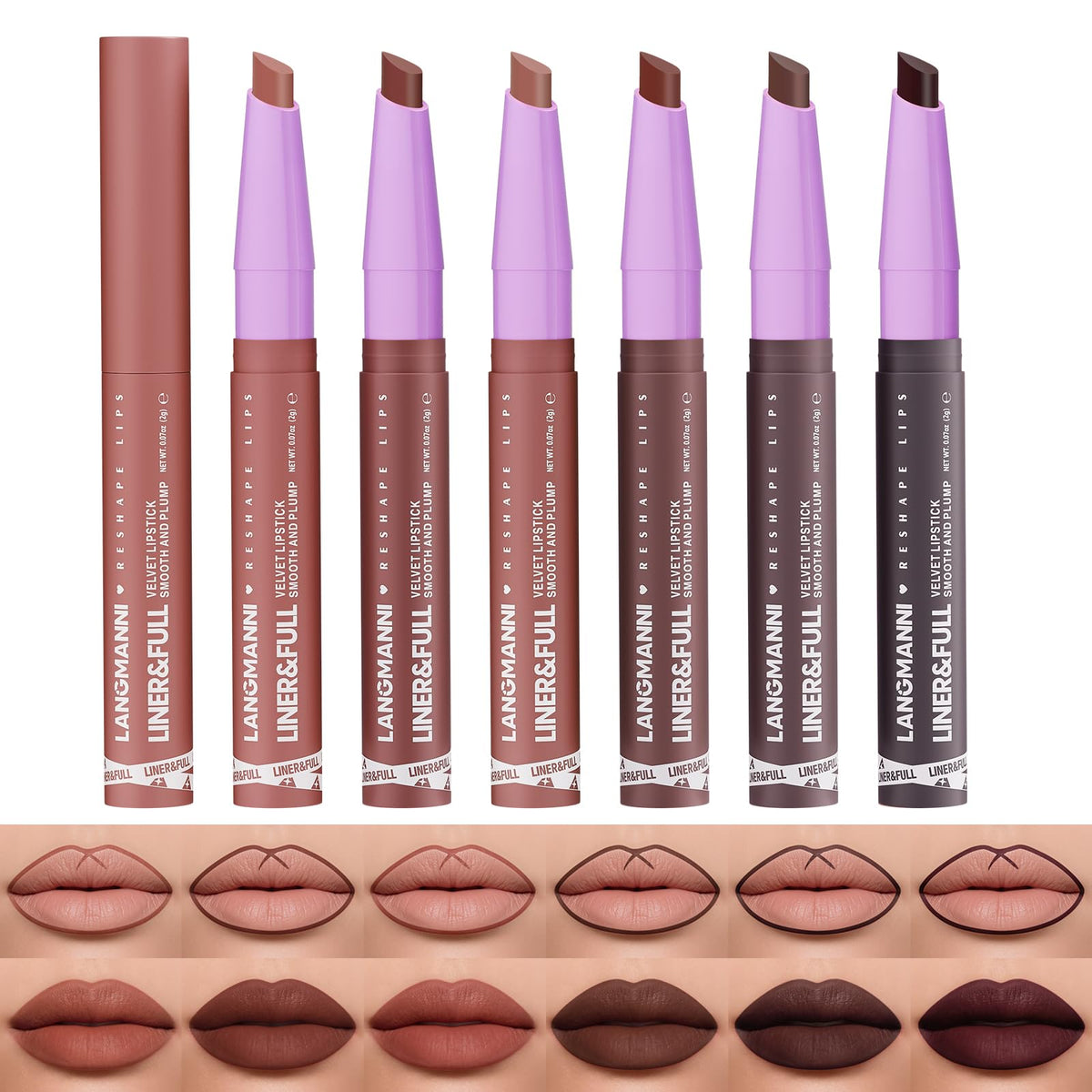 12Pcs Matte Liquid Lipstick and Lip Liner Set, Lip Makeup Combo (Set A)