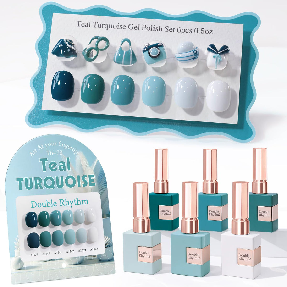 Double Rhythm 6 Pcs 15 ML Gel Polish Set Same Color Same Bottle Soak Off Gel Polish Kit Nail Art Manicure Salon DIY at Home for Women (Dark Light Brown Orange Maroon-T6-6)