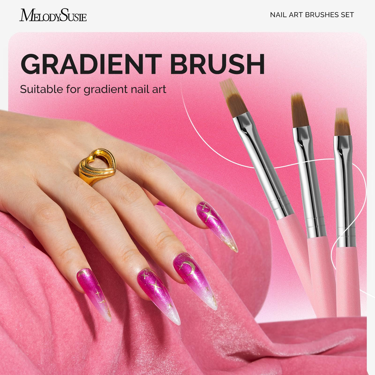 MelodySusie Nail Art Brushes Set, 6pcs Nail Art Design Pen Painting Tools