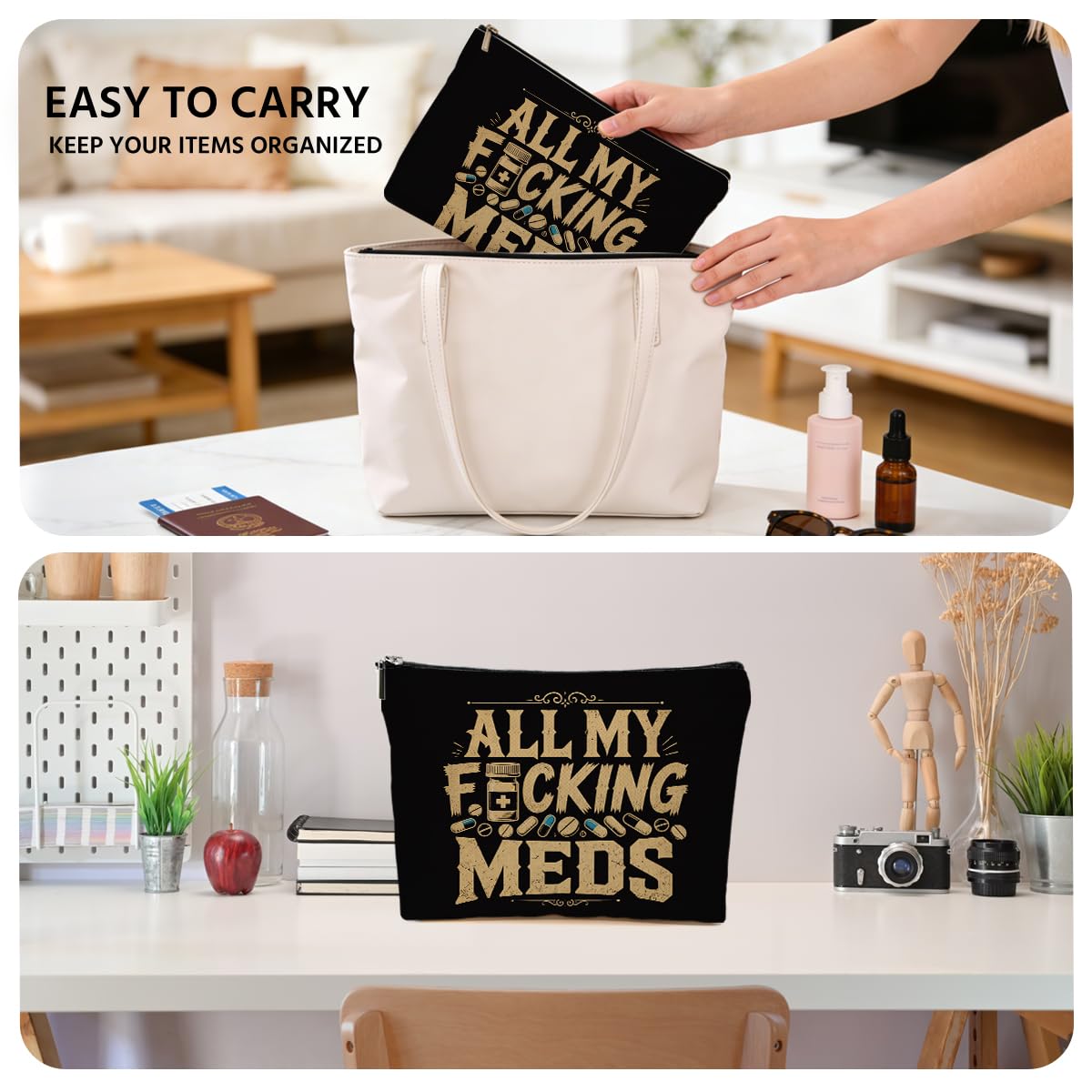 Funny Poisons Makeup Bag, Witchy Gifts Cosmetic Bag Travel Toiletry Bags