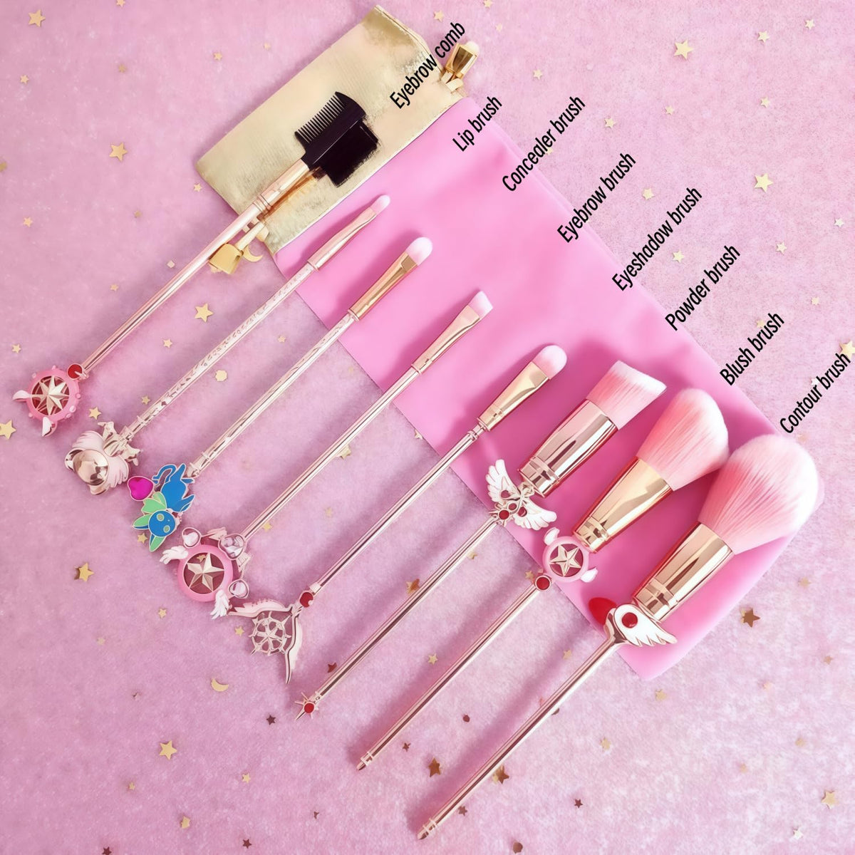 Kids Makeup Brush Set - 8pc Sailor Moon Anime Design with Metal Handle for Girls