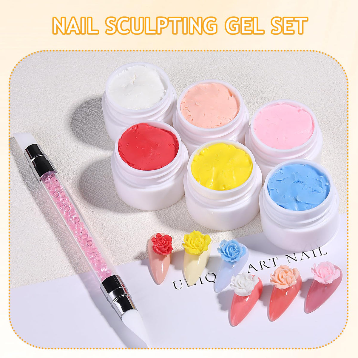 3D Nail Sculpting Gel Kit, Clear & Black Solid Builder Gel