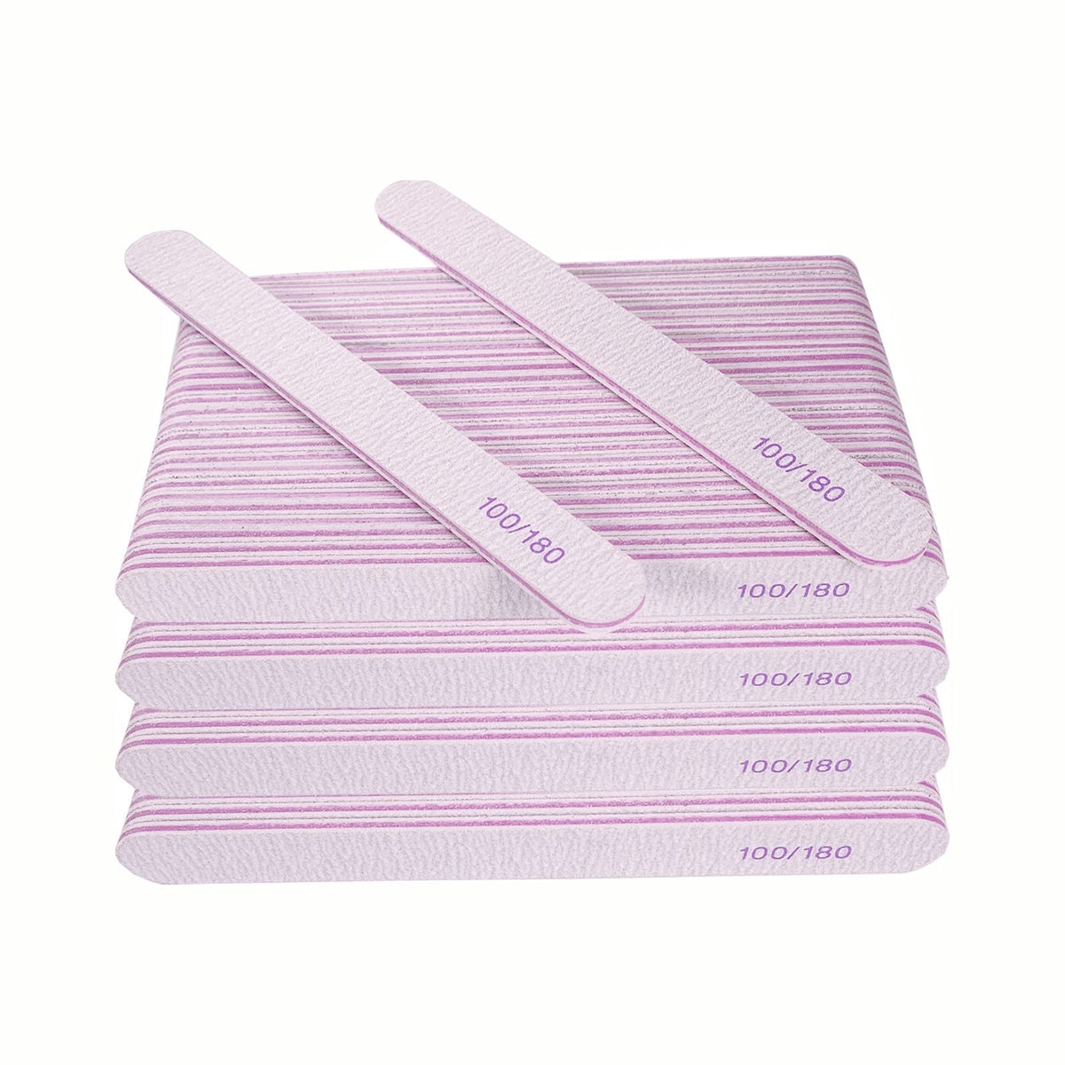 50 Pcs Nail File, Emery Board Nail Files for Acrylic Nails and Natural Nails, 100/180 Grit Double Sided Fingernail File Gel Nail Professional Reusable Washable Manicure Pedicure Kit Set Gray