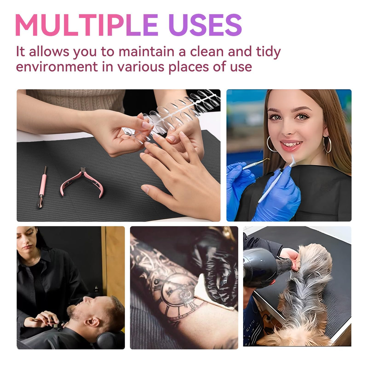 Makartt 50 Pcs Pink Disposable Nail Mats, 18"x13" Waterproof
