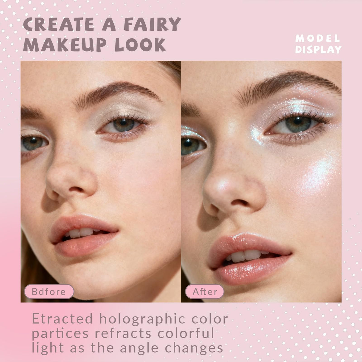 HOSAILY Holographic Duochrome Blue Glitter Eyeshadow, Color Shift Metallic Shimmer Eyeshadow Palette, Chameleon Sparkle Inner Corner Eye Highlighter, Iridescent Eye Shadow Palette Fairy Makeup#04