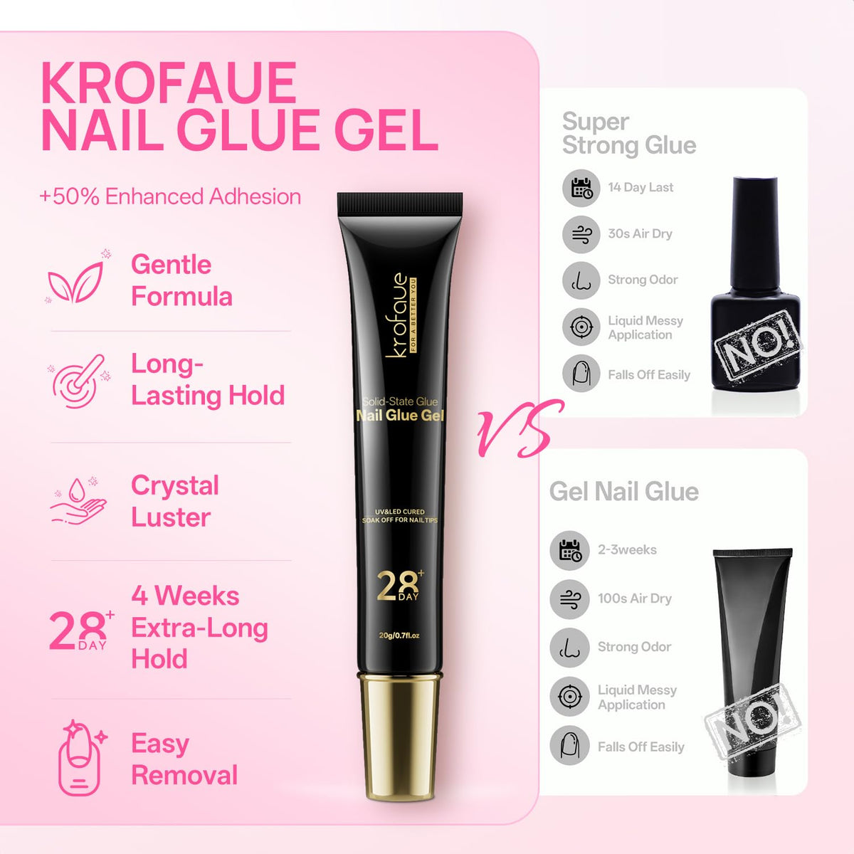 krofaue Extra Long Stiletto Nail Tips - False Clear Nais