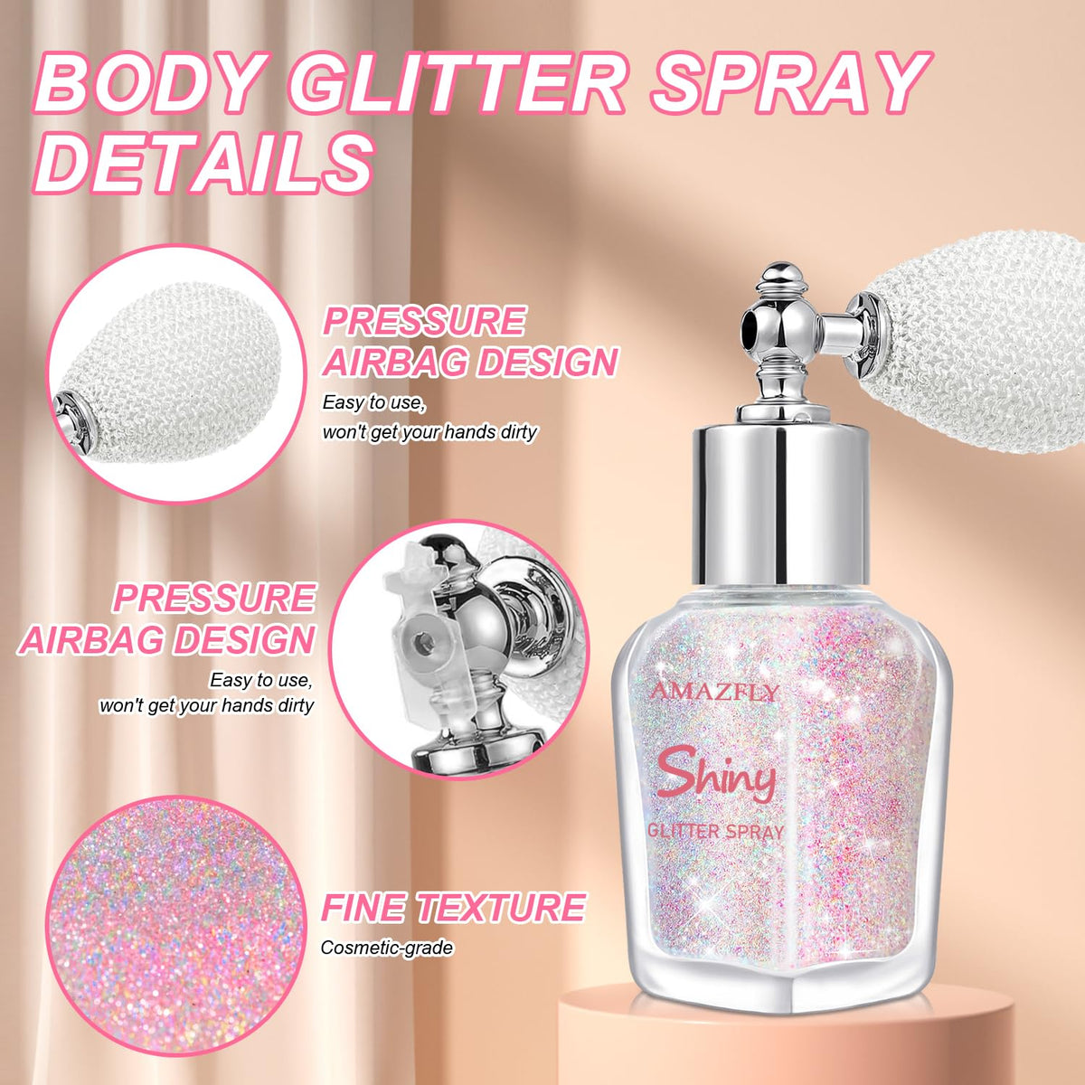 Hair and Body Glitter Spray, Shimmering Powder Sparkle Powder Makeup, Glitter Loose Sparkle Makeup for Body Highlighter,Festival Prom Rave Accessories (Glint-Rainbow)