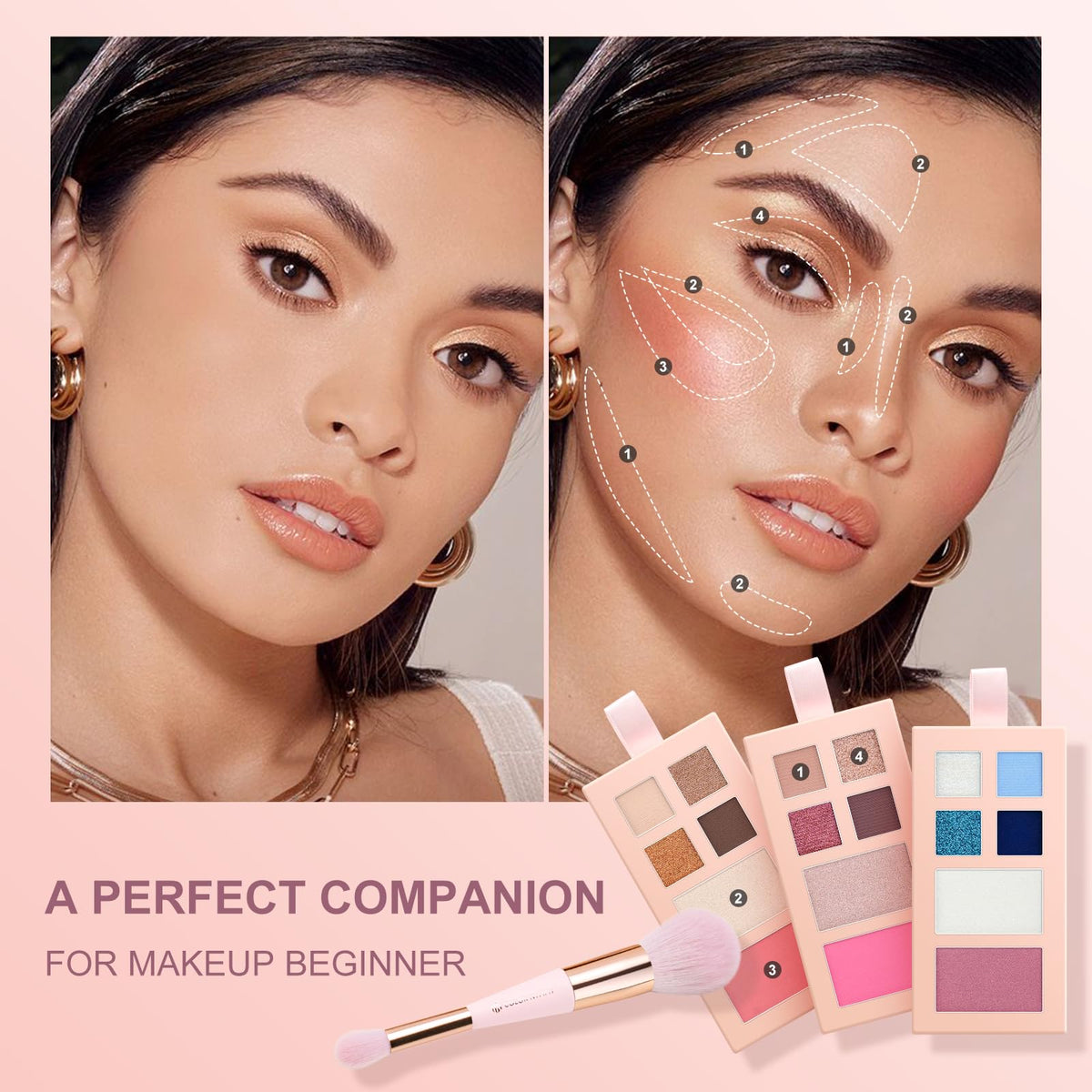 Color Nymph Makeup Kit for Teens Girls Beginners Travel Make up Set Green