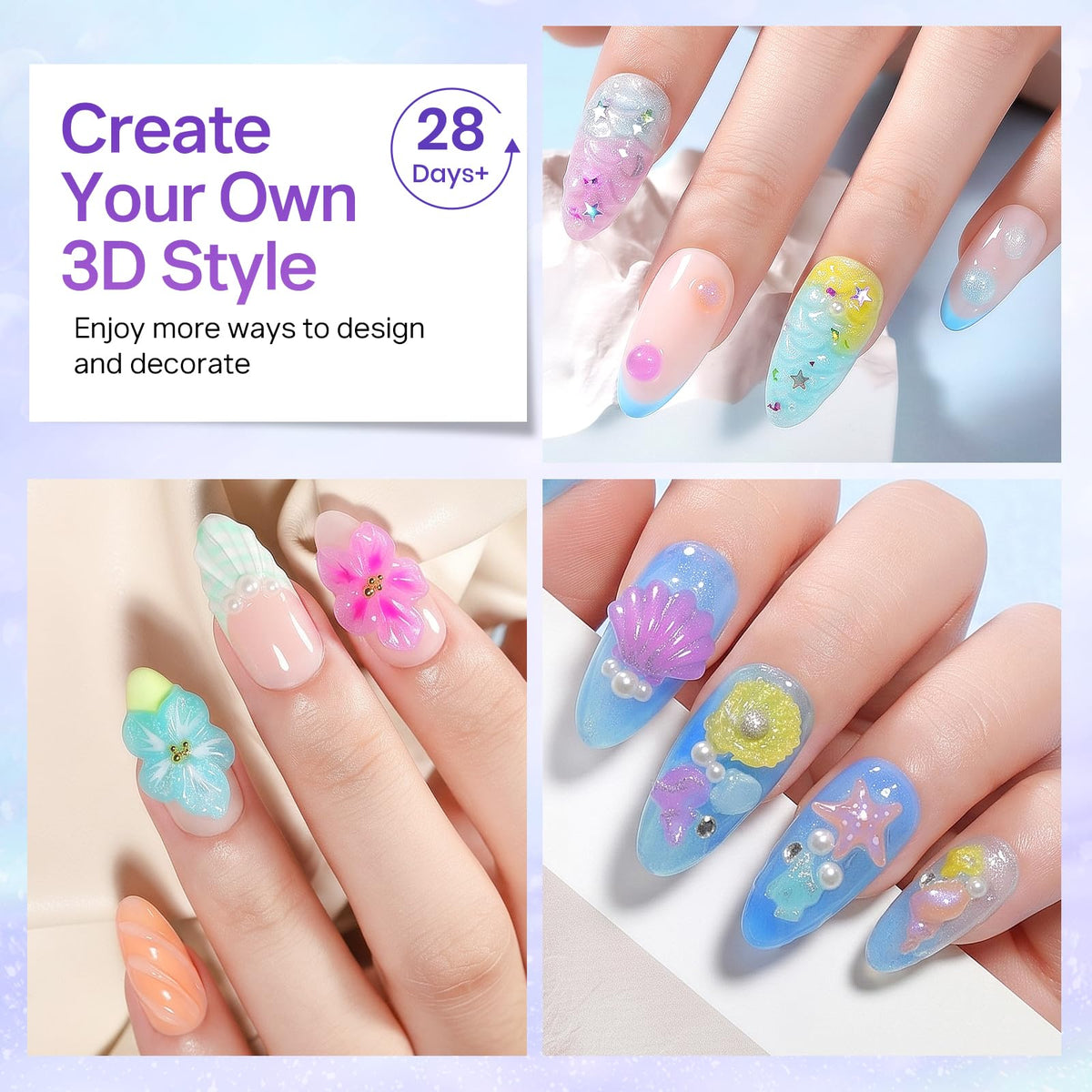 MIZHSE 3D Nail Scupting Gel for Nail Art, 6PCS Neon Colors Non-sticky