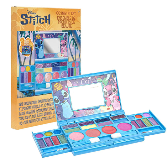 Stitch Fold-Out Makeup Palette with Mirror, Lip Gloss, Eyeshadow & Blush